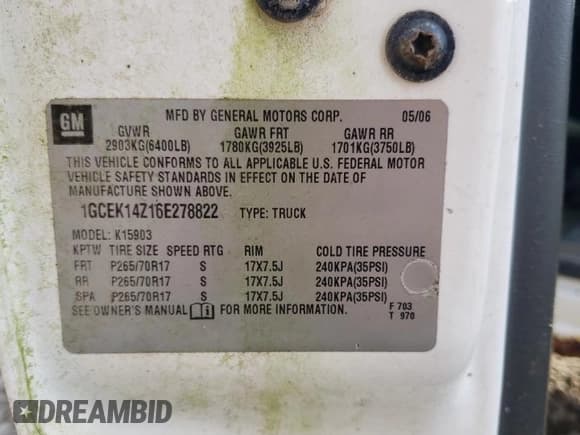 ✅ 2006 Chevrolet Silverado 1500 • VIN: 1GCEK14Z16E278822 • Лот: 77998114. Опубликован ранее на Copart с пробегом 255 232 миль. Бесплатный доступ к архиву аукционных продаж из США и подробный отчёт об истории автомобиля на DreamBid. Изображение 12.
