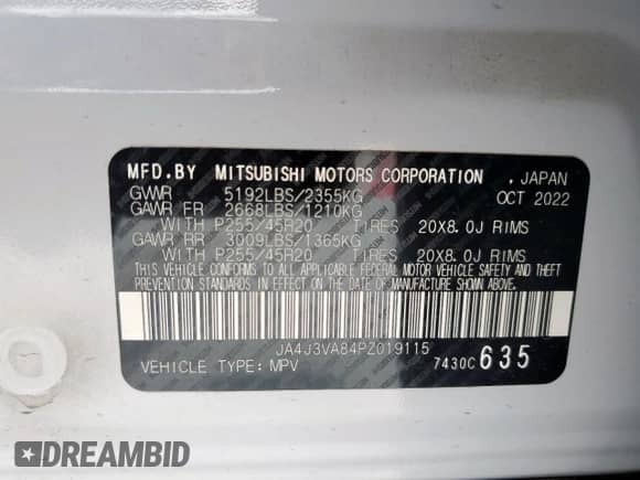 2023 Mitsubishi Outlander SEL z VIN JA4J3VA84PZ019115, wystawiony jako Copart lot #63403835 z przebiegiem 39 249 mil mil oraz Czysty tytuł • Clean title. Historia ofert i sprzedaży dostępna na DreamBid. Obrazek 13.