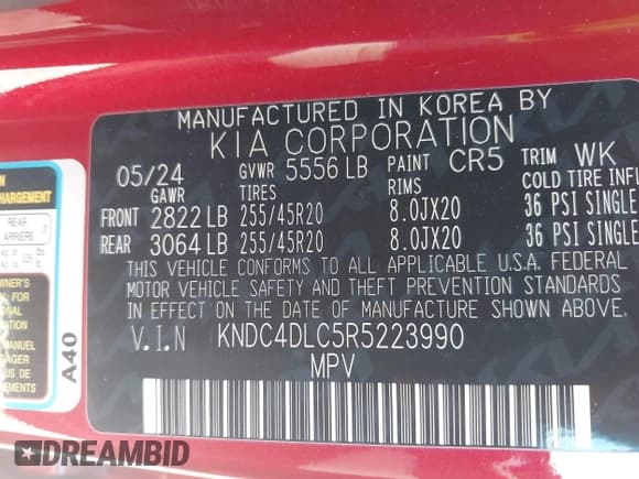 ✅ 2024 Kia EV6 GT-Line • VIN: KNDC4DLC5R5223990 • Лот: 42379701. Опубликован ранее на IAAI с пробегом 14 060 миль. Бесплатный доступ к архиву аукционных продаж из США и подробный отчёт об истории автомобиля на DreamBid. Изображение 9.