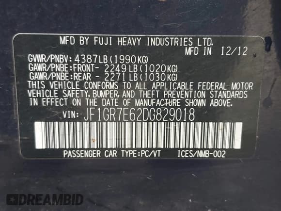 ✅ 2013 Subaru WRX WRX Premium • VIN: JF1GR7E62DG829018 • Lot: 43561737. Wystawiony na IAAI z przebiegiem 120 052 mil. Bezpłatny archiwum sprzedaży aukcyjnych z USA i szczegółowy raport historii pojazdu na DreamBid. Zdjęcie 9.