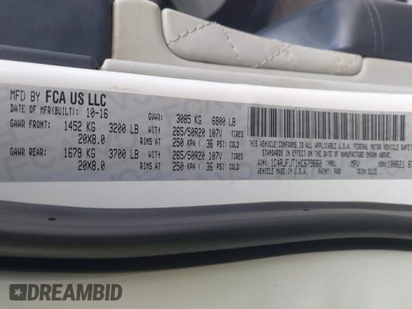 ✅ 2017 Jeep Grand Cherokee Summit • VIN: 1C4RJFJT1HC679660 • Lot: 43564298. Listed on IAAI with 235,349 mi. Free auction sales archive from the USA and detailed vehicle history report at DreamBid. Image 9.