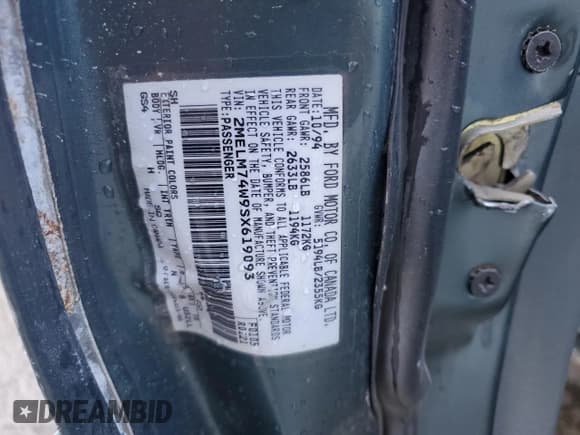 ✅ 1995 Mercury Grand Marquis GS • VIN: 2MELM74W9SX619093 • Лот: 77165674. Опубликован ранее на Copart с пробегом 139 179 миль. Бесплатный доступ к архиву аукционных продаж из США и подробный отчёт об истории автомобиля на DreamBid. Изображение 12.