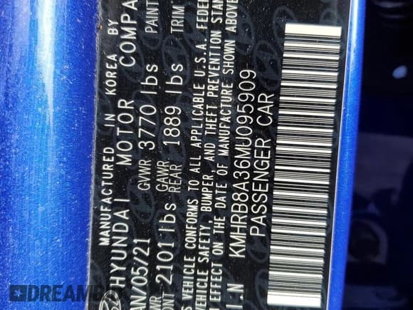 ✅ 2021 Hyundai Venue SE • VIN: KMHRB8A36MU095909 • Lot: 92134775. Listed on Copart with 53,677 mi. Free auction sales archive from the USA and detailed vehicle history report at DreamBid. Image 12.