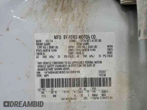 ✅ 2014 Ford Explorer XLT • VIN: 1FM5K8D85EGC05919 • Лот: 90274355. Опубликован ранее на Copart с пробегом 181 505 миль. Бесплатный доступ к архиву аукционных продаж из США и подробный отчёт об истории автомобиля на DreamBid. Изображение 13.
