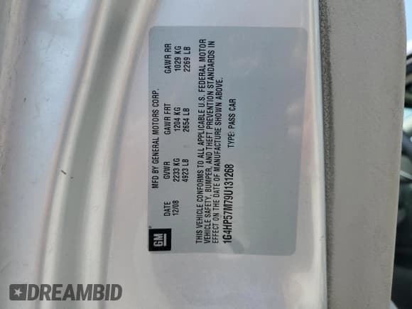 ✅ 2009 Buick Lucerne CX • VIN: 1G4HP57M79U131268 • Лот: 80317795. Опубликован ранее на Copart с пробегом 103 194 миль. Бесплатный доступ к архиву аукционных продаж из США и подробный отчёт об истории автомобиля на DreamBid. Изображение 12.