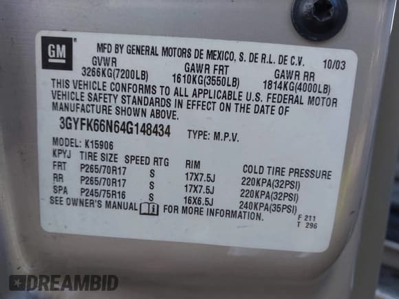 ✅ 2004 Cadillac Escalade ESV • VIN: 3GYFK66N64G148434 • Лот: 42002588. Опубликован ранее на IAAI с пробегом 301 890 миль. Бесплатный доступ к архиву аукционных продаж из США и подробный отчёт об истории автомобиля на DreamBid. Изображение 9.