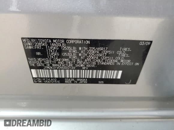 ✅ 2009 Toyota RAV4 Limited • VIN: JTMZK31V09D002169 • Lot: 72034575. Wystawiony na Copart z przebiegiem 231 457 mil. Bezpłatny archiwum sprzedaży aukcyjnych z USA i szczegółowy raport historii pojazdu na DreamBid. Zdjęcie 14.