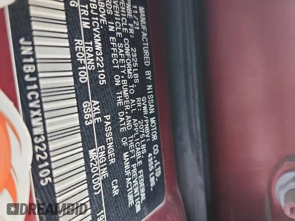 ✅ 2021 Nissan Rogue SL • VIN: JN1BJ1CVXMW322105 • Lot: 89466965. Listed on Copart with Not provided. Free auction sales archive from the USA and detailed vehicle history report at DreamBid. Image 12.