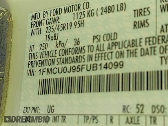 ✅ 2015 Ford Escape Titanium • VIN: 1FMCU0J95FUB14099 • Lot: 43734522. Wystawiony na IAAI z przebiegiem 142 647 mil. Bezpłatny archiwum sprzedaży aukcyjnych z USA i szczegółowy raport historii pojazdu na DreamBid. Zdjęcie 9.