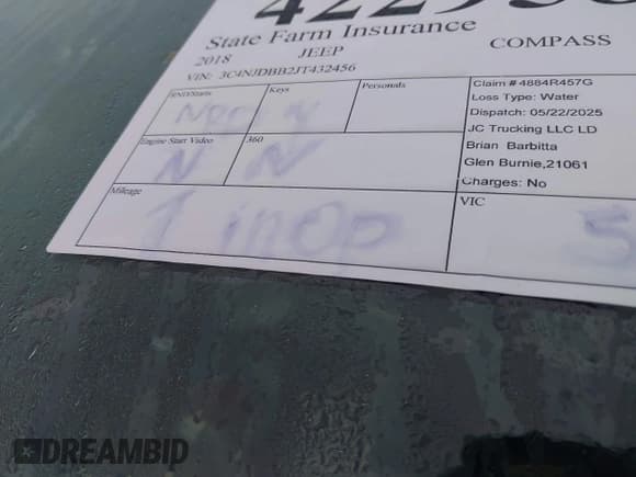 ✅ 2018 Jeep Compass Altitude • VIN: 3C4NJDBB2JT432456 • Lot: 42295863. Listed on IAAI with Not provided. Free auction sales archive from the USA and detailed vehicle history report at DreamBid. Image 7.