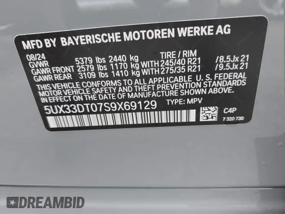 ✅ 2025 BMW X4 xDrive30i • VIN: 5UX33DT07S9X69129 • Lot: 42431922. Listed on IAAI with 4,234 mi. Free auction sales archive from the USA and detailed vehicle history report at DreamBid. Image 9.