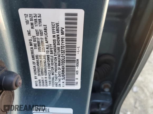 ✅ 2013 Honda CR-V EX-L • VIN: 5J6RM4H70DL013270 • Lot: 82638395. Wystawiony na Copart z przebiegiem 87 791 mil. Bezpłatny archiwum sprzedaży aukcyjnych z USA i szczegółowy raport historii pojazdu na DreamBid. Zdjęcie 13.