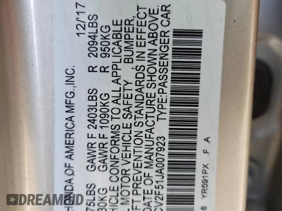 2018 Honda Accord EX-L с VIN 1HGCV2F51JA007923, выставлен на аукционе Copart как лот 86825085 с пробегом 110 588 миль миль и Чистый • Clean title. История ставок и продаж доступна на DreamBid. Изображение 13.