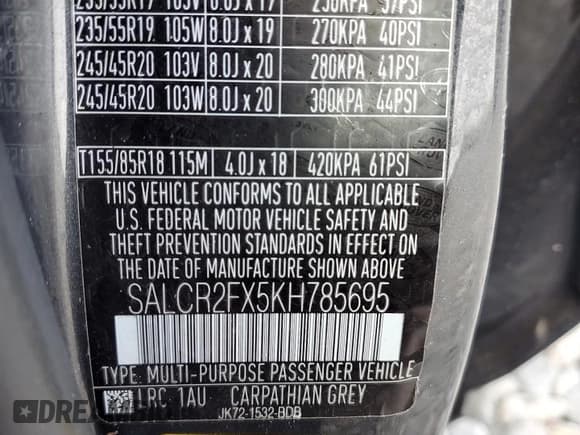 ✅ 2019 Land Rover Discovery Sport HSE • VIN: SALCR2FX5KH785695 • Lot: 90710825. Listed on Copart with 82,188 mi. Free auction sales archive from the USA and detailed vehicle history report at DreamBid. Image 13.