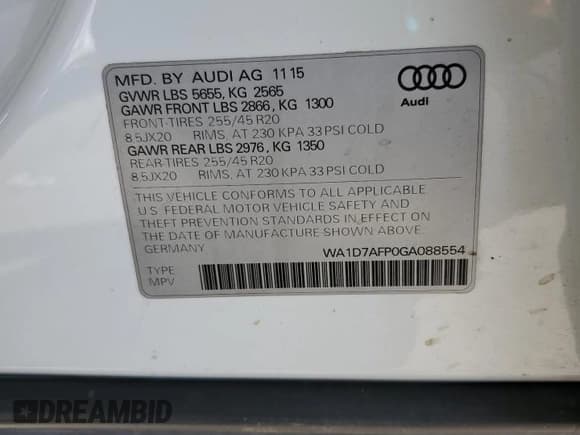 ✅ 2016 Audi Q5 Premium Plus • VIN: WA1D7AFP0GA088554 • Лот: 84483645. Опубликован ранее на Copart с пробегом 93 811 миль. Бесплатный доступ к архиву аукционных продаж из США и подробный отчёт об истории автомобиля на DreamBid. Изображение 13.