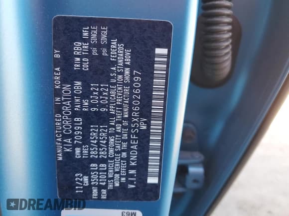 ✅ 2024 Kia EV9 GT-Line • VIN: KNDAEFS5XR6026097 • Лот: 42690075. Опубликован ранее на Copart с пробегом 9 209 миль. Бесплатный доступ к архиву аукционных продаж из США и подробный отчёт об истории автомобиля на DreamBid. Изображение 13.