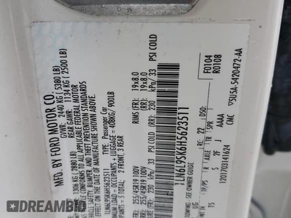 ✅ 2017 Lincoln Continental Select • VIN: 1LN6L9SK6H5623511 • Лот: 56651745. Опубликован ранее на Copart с пробегом 71 640 миль. Бесплатный доступ к архиву аукционных продаж из США и подробный отчёт об истории автомобиля на DreamBid. Изображение 12.