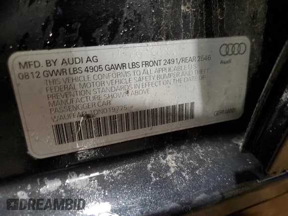 ✅ 2013 Audi A4 Premium Plus • VIN: WAUFFAFL1DN019775 • Lot: 90933375. Wystawiony na Copart z przebiegiem 79 372 mil. Bezpłatny archiwum sprzedaży aukcyjnych z USA i szczegółowy raport historii pojazdu na DreamBid. Zdjęcie 13.