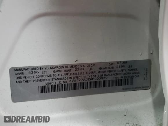 ✅ 2010 Volkswagen Jetta S • VIN: 3VWJZ7AJ2AM003939 • Лот: 64575465. Опубликован ранее на Copart с пробегом 194 688 миль. Бесплатный доступ к архиву аукционных продаж из США и подробный отчёт об истории автомобиля на DreamBid. Изображение 12.