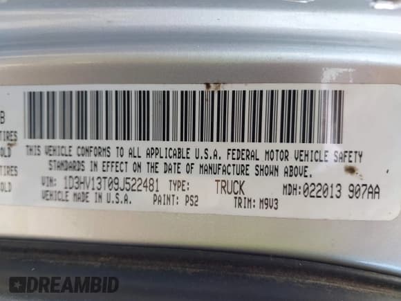 ✅ 2009 Dodge 1500 Laramie • VIN: 1D3HV13T09J522481 • Lot: 42885132. Wystawiony na IAAI z przebiegiem 247 603 mil. Bezpłatny archiwum sprzedaży aukcyjnych z USA i szczegółowy raport historii pojazdu na DreamBid. Zdjęcie 9.