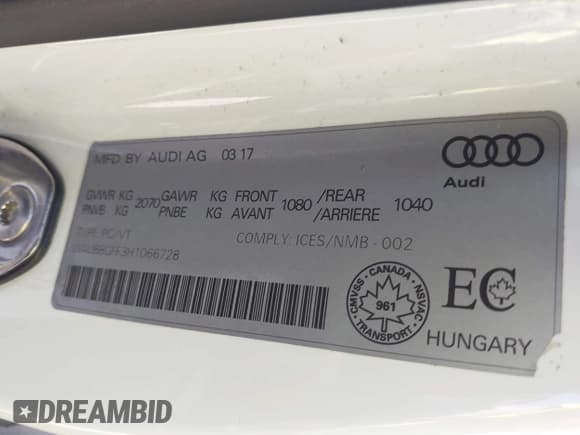 ✅ 2017 Audi A3 Premium • VIN: WAUB8GFF3H1066728 • Лот: 43192201. Опубликован ранее на IAAI с пробегом 81 609 миль. Бесплатный доступ к архиву аукционных продаж из США и подробный отчёт об истории автомобиля на DreamBid. Изображение 9.