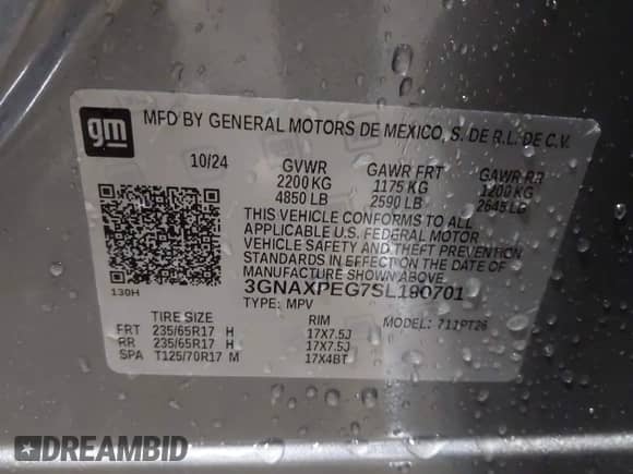 2025 Chevrolet Equinox AWD LT с VIN 3GNAXPEG7SL190701, выставлен на аукционе IAAI как лот 42078026 с пробегом 3 064 миль миль и . История ставок и продаж доступна на DreamBid. Изображение 9.