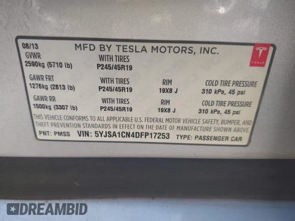 ✅ 2013 Tesla Model S • VIN: 5YJSA1CN4DFP17253 • Lot: 42952661. Wystawiony na IAAI z przebiegiem Nie podano. Bezpłatny archiwum sprzedaży aukcyjnych z USA i szczegółowy raport historii pojazdu na DreamBid. Zdjęcie 9.