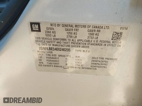 ✅ 2014 Chevrolet Equinox LT • VIN: 2GNFLBE34E6246295 • Лот: 43278481. Опубликован ранее на IAAI с пробегом 163 710 миль. Бесплатный доступ к архиву аукционных продаж из США и подробный отчёт об истории автомобиля на DreamBid. Изображение 9.