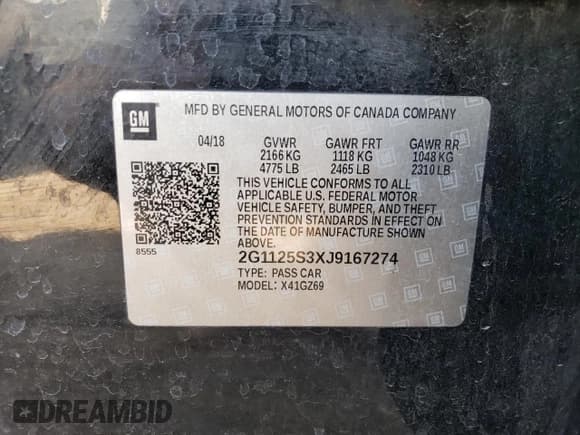 ✅ 2018 Chevrolet Impala Premier • VIN: 2G1125S3XJ9167274 • Лот: 75228844. Опубликован ранее на Copart с пробегом 117 323 миль. Бесплатный доступ к архиву аукционных продаж из США и подробный отчёт об истории автомобиля на DreamBid. Изображение 14.