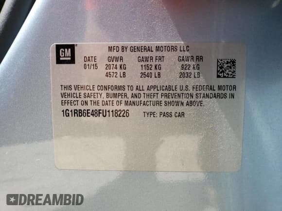 ✅ 2015 Chevrolet Volt • VIN: 1G1RB6E48FU118226 • Lot: 68071924. Wystawiony na Copart z przebiegiem 81 102 mil. Bezpłatny archiwum sprzedaży aukcyjnych z USA i szczegółowy raport historii pojazdu na DreamBid. Zdjęcie 12.