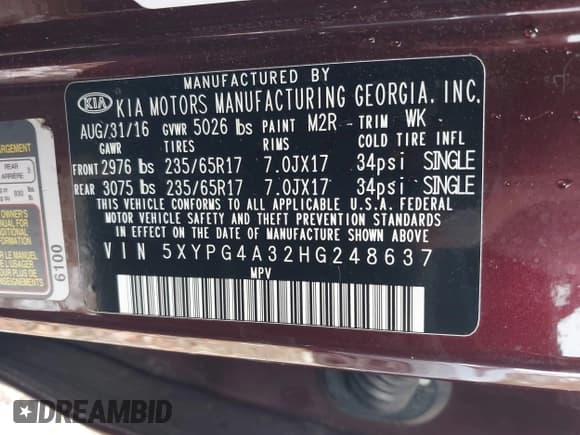 ✅ 2017 Kia Sorento LX • VIN: 5XYPG4A32HG248637 • Лот: 43637098. Опубликован ранее на IAAI с пробегом 106 946 миль. Бесплатный доступ к архиву аукционных продаж из США и подробный отчёт об истории автомобиля на DreamBid. Изображение 9.