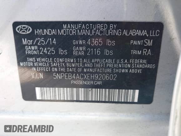 2014 Hyundai Sonata GLS с VIN 5NPEB4ACXEH920602, выставлен на аукционе IAAI как лот 43491108 с пробегом 198 927 миль миль и . История ставок и продаж доступна на DreamBid. Изображение 9.