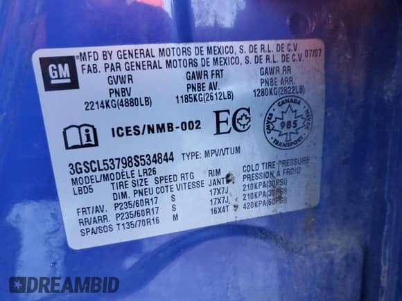 2008 Saturn VUE XR z VIN 3GSCL53798S534844, wystawiony jako Copart lot #89021005 z przebiegiem 107 364 mil mil oraz Czysty tytuł • Clean title. Historia ofert i sprzedaży dostępna na DreamBid. Obrazek 14.