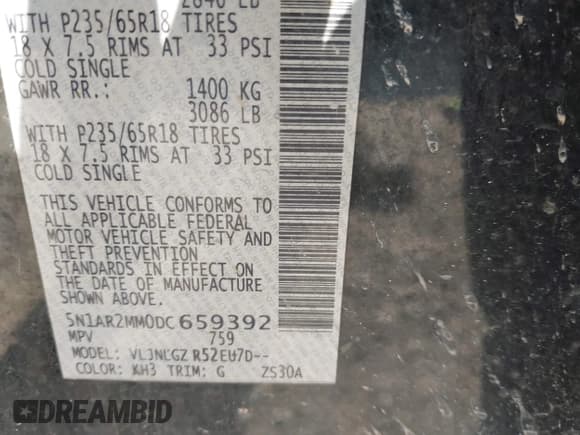 ✅ 2013 Nissan Pathfinder SV • VIN: 5N1AR2MM0DC659392 • Лот: 42937431. Опубликован ранее на IAAI с пробегом 225 518 миль. Бесплатный доступ к архиву аукционных продаж из США и подробный отчёт об истории автомобиля на DreamBid. Изображение 9.