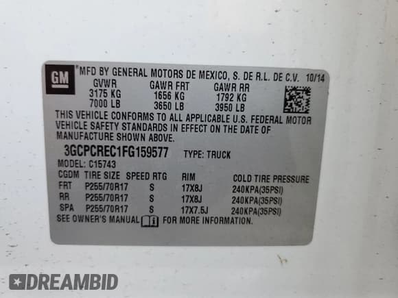 ✅ 2015 Chevrolet Silverado 1500 LT • VIN: 3GCPCREC1FG159577 • Лот: 80390185. Опубликован ранее на Copart с пробегом 158 873 миль. Бесплатный доступ к архиву аукционных продаж из США и подробный отчёт об истории автомобиля на DreamBid. Изображение 12.