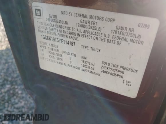 ✅ 2000 Chevrolet Silverado 1500 LS • VIN: 1GCEK19T5YE114187 • Лот: 43485299. Опубликован ранее на IAAI с пробегом 368 666 миль. Бесплатный доступ к архиву аукционных продаж из США и подробный отчёт об истории автомобиля на DreamBid. Изображение 9.