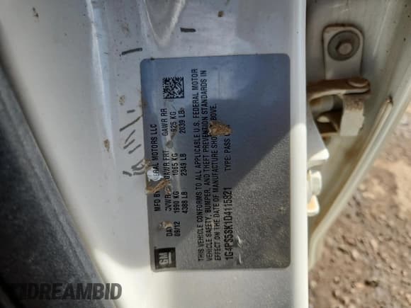 ✅ 2013 Buick Verano Group • VIN: 1G4PS5SK1D4115821 • Лот: 80203475. Опубликован ранее на Copart с пробегом 75 217 миль. Бесплатный доступ к архиву аукционных продаж из США и подробный отчёт об истории автомобиля на DreamBid. Изображение 12.