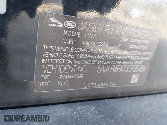 ✅ 2018 Jaguar XE 25t • VIN: SAJAR4FX7JCP35484 • Лот: 41312008. Опубликован ранее на IAAI с пробегом Не указан. Бесплатный доступ к архиву аукционных продаж из США и подробный отчёт об истории автомобиля на DreamBid. Изображение 9.