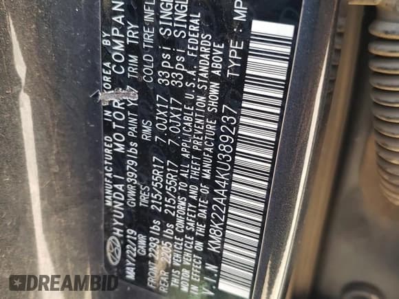 ✅ 2019 Hyundai Kona SEL • VIN: KM8K22AA4KU389237 • Лот: 58247234. Опубликован ранее на Copart с пробегом 102 012 миль. Бесплатный доступ к архиву аукционных продаж из США и подробный отчёт об истории автомобиля на DreamBid. Изображение 12.