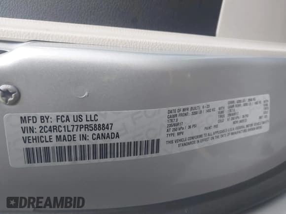 ✅ 2023 Chrysler Pacifica Hybrid Touring L • VIN: 2C4RC1L77PR588847 • Лот: 43624677. Опубликован ранее на IAAI с пробегом 26 866 миль. Бесплатный доступ к архиву аукционных продаж из США и подробный отчёт об истории автомобиля на DreamBid. Изображение 9.