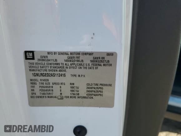 ✅ 2010 Chevrolet Traverse 2LT • VIN: 1GNLRGED2AS112416 • Lot: 86270695. Wystawiony na Copart z przebiegiem 151 578 mil. Bezpłatny archiwum sprzedaży aukcyjnych z USA i szczegółowy raport historii pojazdu na DreamBid. Zdjęcie 13.