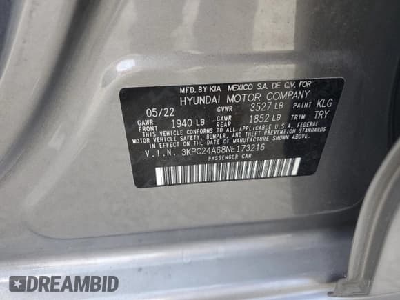 ✅ 2022 Hyundai Accent SEL • VIN: 3KPC24A68NE173216 • Лот: 85992314. Опубликован ранее на Copart с пробегом 14 596 миль. Бесплатный доступ к архиву аукционных продаж из США и подробный отчёт об истории автомобиля на DreamBid. Изображение 12.