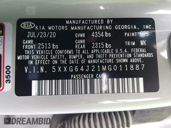 ✅ 2021 Kia K5 GT-Line • VIN: 5XXG64J21MG011887 • Лот: 43825547. Опубликован ранее на IAAI с пробегом 151 151 миль. Бесплатный доступ к архиву аукционных продаж из США и подробный отчёт об истории автомобиля на DreamBid. Изображение 9.