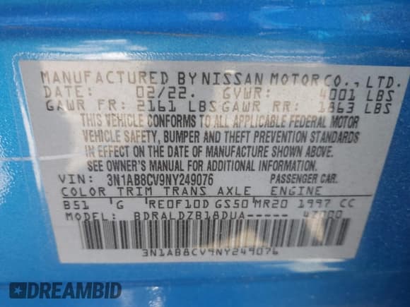 ✅ 2022 Nissan Sentra SV • VIN: 3N1AB8CV9NY249076 • Lot: 43322965. Listed on IAAI with 21,899 mi. Free auction sales archive from the USA and detailed vehicle history report at DreamBid. Image 9.