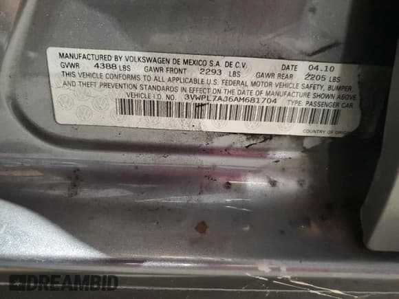 ✅ 2010 Volkswagen Jetta TDI • VIN: 3VWPL7AJ6AM681704 • Lot: 68326265. Listed on Copart with 163,389 mi. Free auction sales archive from the USA and detailed vehicle history report at DreamBid. Image 13.