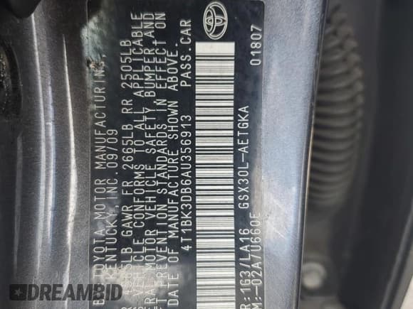 ✅ 2010 Toyota Avalon XLS • VIN: 4T1BK3DB6AU356913 • Lot: 71009595. Wystawiony na Copart z przebiegiem 164 429 mil. Bezpłatny archiwum sprzedaży aukcyjnych z USA i szczegółowy raport historii pojazdu na DreamBid. Zdjęcie 12.