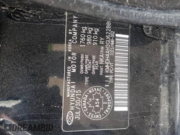 2016 Hyundai Elantra Sport with VIN KMHDH4AH3GU622886, listed as a Copart auction lot 65144065 with 139,369 mi miles and Salvage title. Bid and sale history available at DreamBid. Image 12.