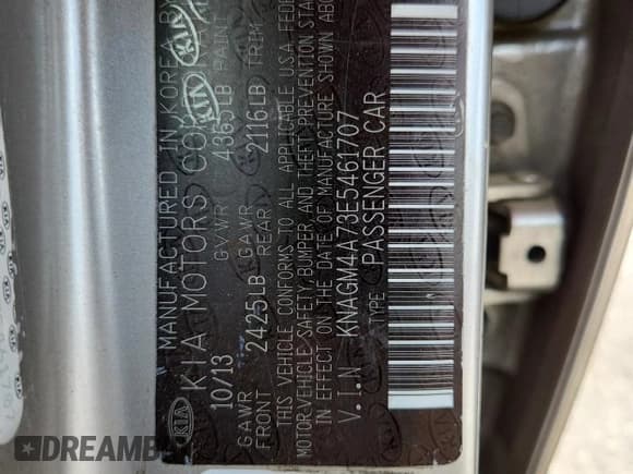 ✅ 2014 Kia Optima LX • VIN: KNAGM4A73E5461707 • Lot: 58555225. Listed on Copart with 185,877 mi. Free auction sales archive from the USA and detailed vehicle history report at DreamBid. Image 12.