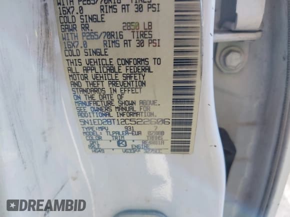 ✅ 2002 Nissan Xterra XE • VIN: 5N1ED28T12C522606 • Lot: 43658163. Wystawiony na IAAI z przebiegiem 196 363 mil. Bezpłatny archiwum sprzedaży aukcyjnych z USA i szczegółowy raport historii pojazdu na DreamBid. Zdjęcie 9.