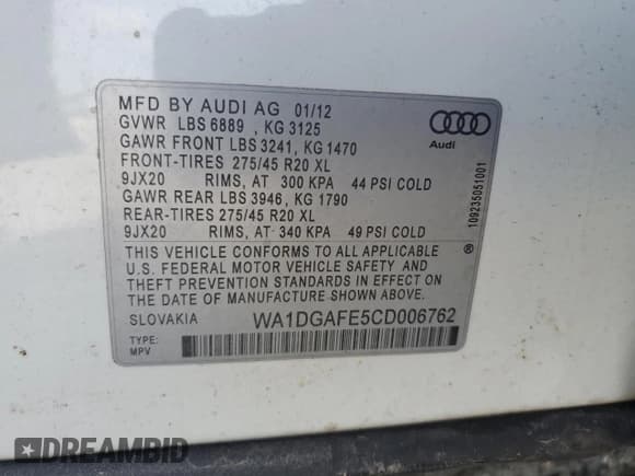 ✅ 2012 Audi Q7 S line • VIN: WA1DGAFE5CD006762 • Лот: 58447315. Опубликован ранее на Copart с пробегом 144 907 миль. Бесплатный доступ к архиву аукционных продаж из США и подробный отчёт об истории автомобиля на DreamBid. Изображение 13.